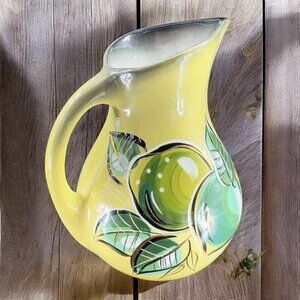 Sasha Brastoff Handpainted Ceramic Pitcher Signed Porcelain Carafe Green VTG